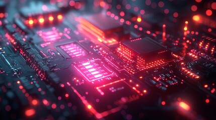 Obraz premium Neon Tech Background with Glowing Accents
