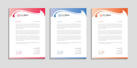 Professional and Modern Letterhead Design for Businesses, Branding, Corporate Identity, Custom Stationery, Print-Ready, Gradient, Templates