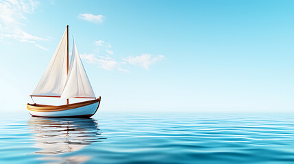 Fototapeta premium Sailing adventure on calm waters ocean horizon digital art tranquil environment aerial view serenity in nature