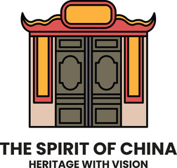 Illustration in concept of Chinese culture in line style