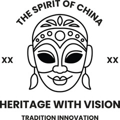 Illustration in concept of Chinese culture in line style