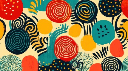 Fototapeta premium abstract colorful pattern with swirls dots and organic shapes