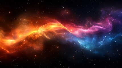 Obraz premium Cosmic nebula with vibrant orange and blue hues, swirling gas and dust in space.