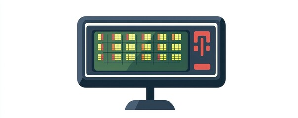Vector illustration of a digital display scoreboard for badminton, glyph icon.