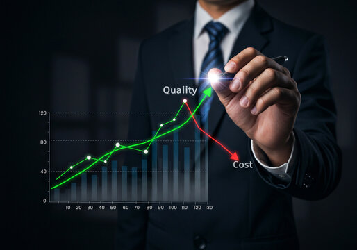 Business Graph Showing Quality Improvement and Cost Reduction Strategy