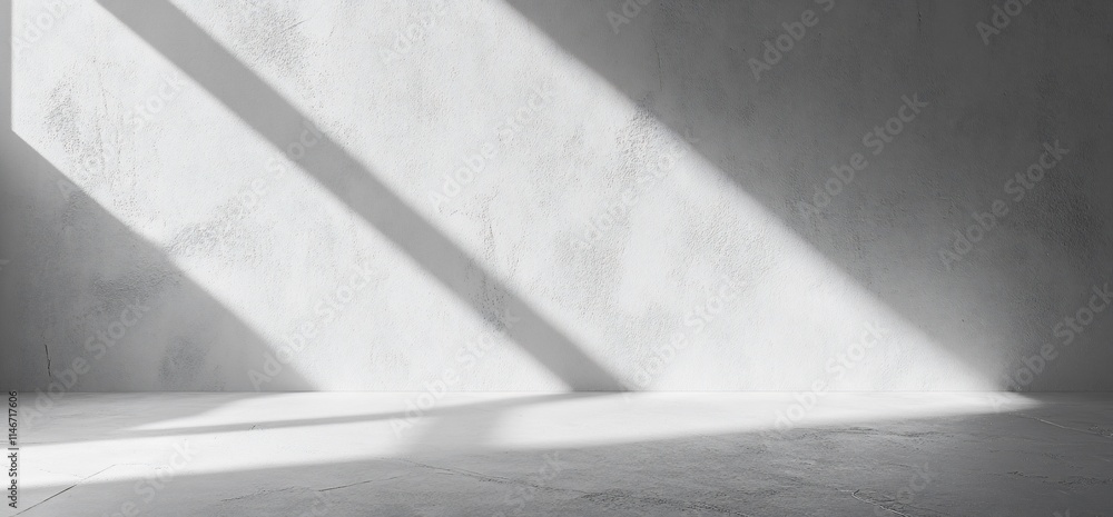 Poster a minimalist interior with light and shadow creating a serene atmosphere.