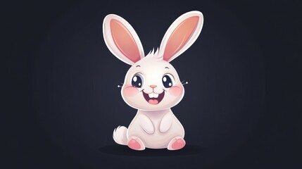 Obraz premium A cute, cartoonish white rabbit with big ears and a cheerful expression.