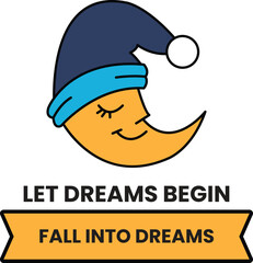 Illustration in concept of Sleeping and good sleep in line style