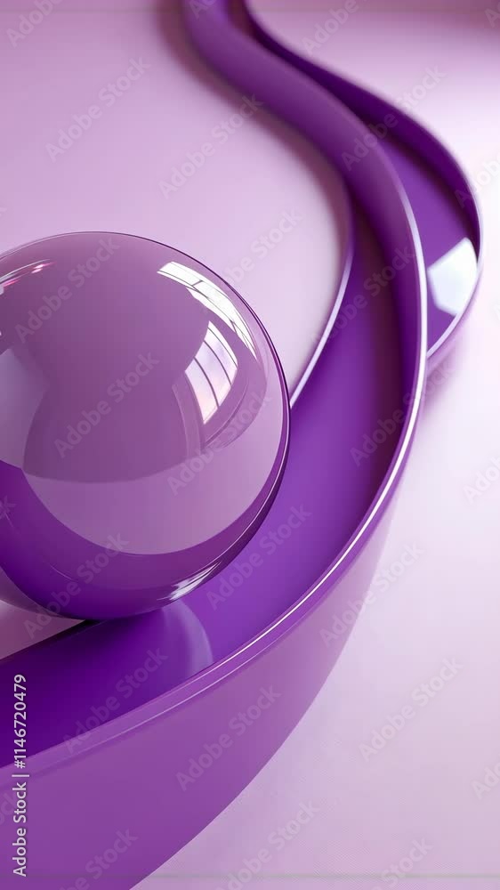 Aufkleber smooth purple curves and a glossy sphere create an abstract design featuring vibrant shapes and refl