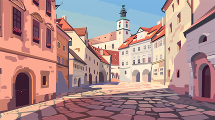 Obraz premium Majestic Castle Courtyard in Cesky Krumlov, Czech Republic