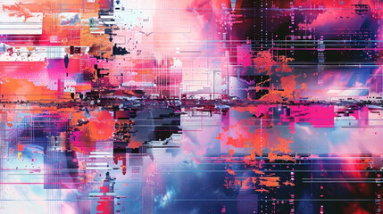 Explore this vibrant digital abstraction, where vivid colors and geometric shapes merge