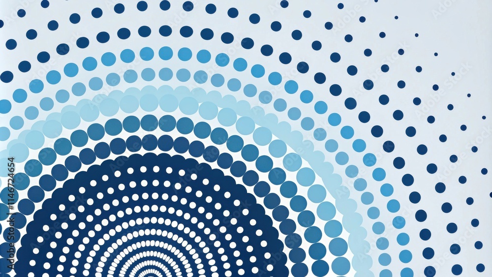 Fototapete abstract blue and white polka dot pattern with gradual size and color transition
