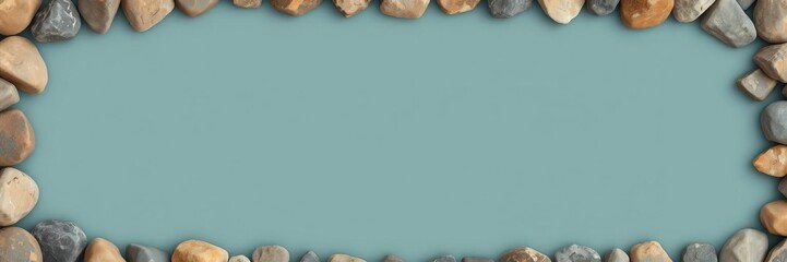 A rustic frame constructed from textured stones with a blank space in the center for text or design, earthy, backdrop
