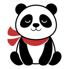 Fototapeta premium Cute Smiling Panda with Red Scarf Vector for Kids Illustrations and Decor
