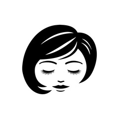  Elegant Woman&rsquo;s Face Vector Illustration with Closed Eyes and Stylish Hair