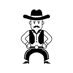 Fototapeta premium Cowboy Vector Western Style Illustration with Mustache and Hat