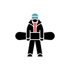  Snowboarder Vector with Winter Sports Gear and Snowboard for Outdoor Activities 