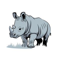 Fototapeta premium Cute Baby Rhinoceros Vector Illustration Wildlife Animal Art