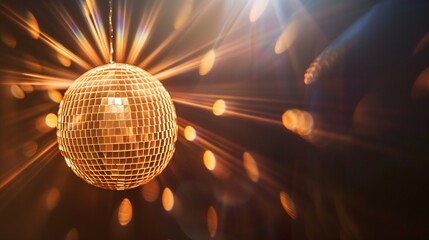 A vibrant image of a disco ball casting shimmering reflections, isolated on a pitch-black background.