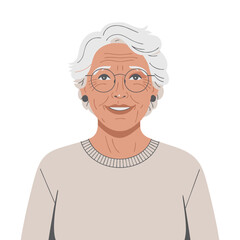  Elderly Woman Smiling Portrait Vector Art for Senior Lifestyle Themes