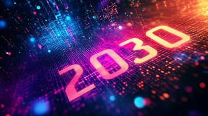 Futuristic digital 2030 year concept.