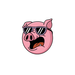  Cool Pig Emoji with Sunglasses Vector Cartoon Expression