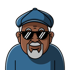  Elderly Man with Sunglasses and Cap Smiling Vector Portrait Design