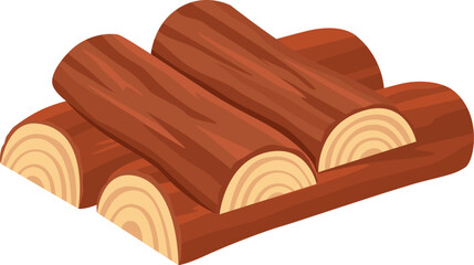 Three wooden logs stacked on a larger log highlight the essence of lumber and the wood industry, reflecting natural materials and the beauty of forestry