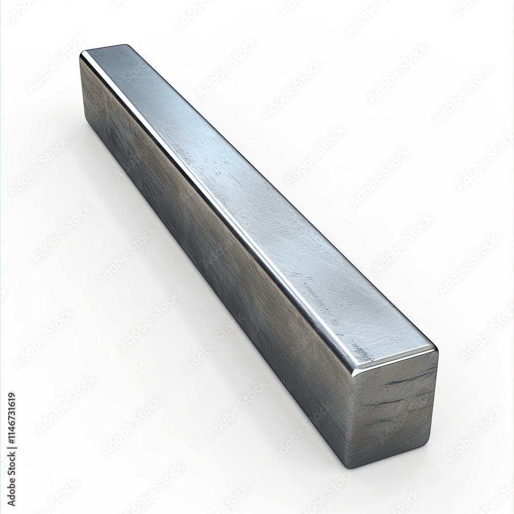Poster a metallic rectangular bar with a polished surface, used in various industrial applications. isolate