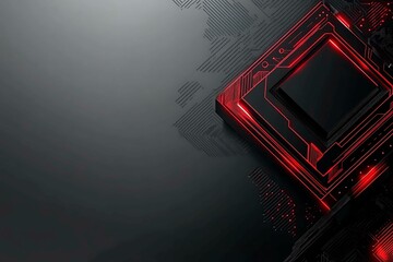 Obraz premium Dynamic technology-inspired abstract background with sharp red, black, and silver lines, creating a sleek and futuristic digital design.