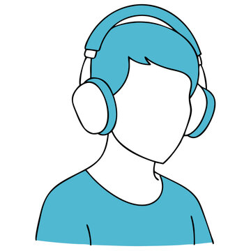 recommend clip art:  Minimalist Headphones Vector Illustration with Blue Hair Silhouette
