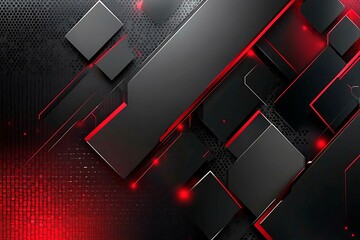 Dynamic technology-inspired abstract background with sharp red, black, and silver lines, creating a sleek and futuristic digital design.