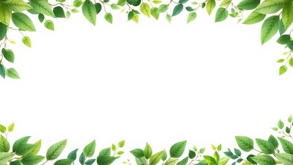 A white background adorned with a beautiful frame of greenery leaves, perfect for adding text or images, text, fresh