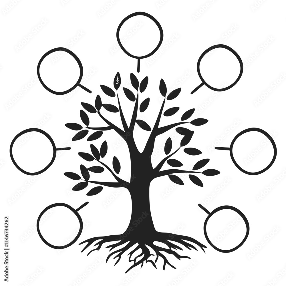 Poster vector tree diagram with blank labels for infographics and educational use