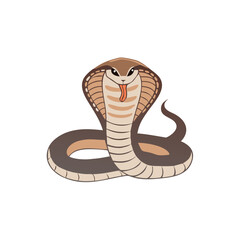 Fototapeta premium Vector Illustration of Majestic Cobra with Hood Raised in Defensive Pose