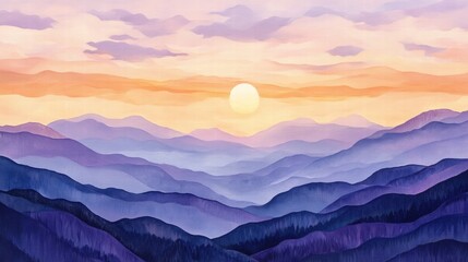 Fototapeta premium serene sunset over misty mountains