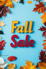 Fall season sale advertisement promotion poster template design.