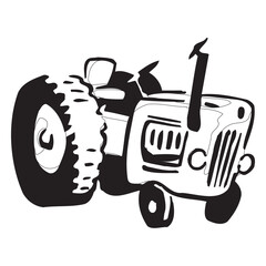 Farmer daily work isometric composition with tractor plowing soil and bringing livestock cow to graze vector illustration