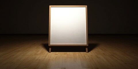 clean white canvas stretched on wooden frame standing upright on textured floor