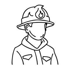  Vector Illustration Firefighter Portrait Line Art Helmet Flame Symbol