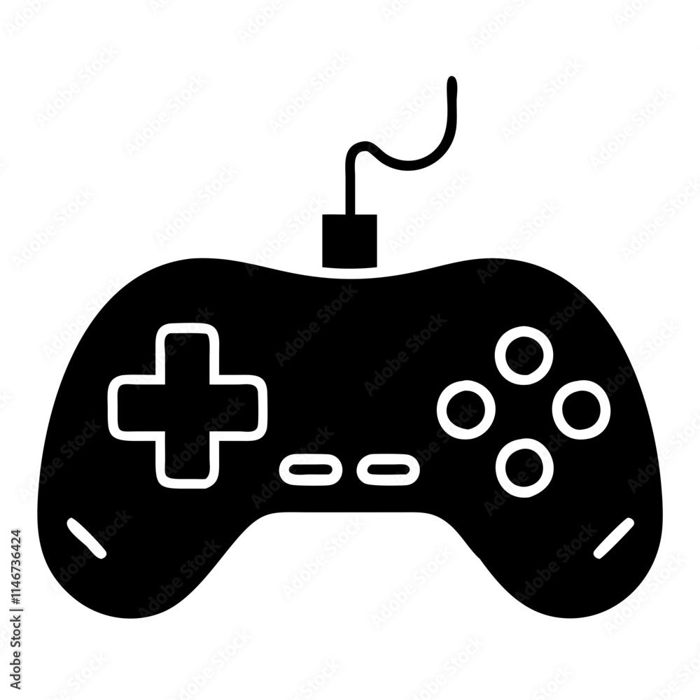 Poster minimalist black vector game controller for gaming and tech design projects