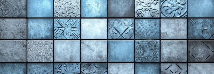 Stunning Blue Mosaic Tile Design: Intricate Patterns and Textures in a Cool Color Palette