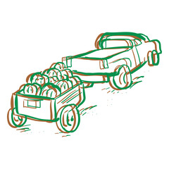 abstract truckload of pumpkins vector design