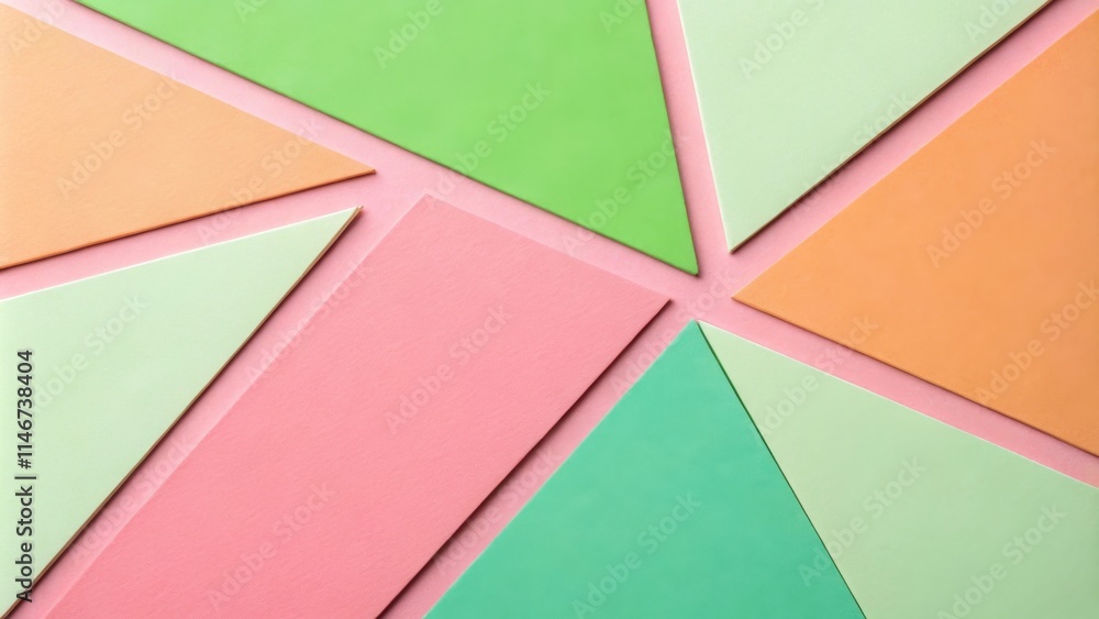 Poster abstract geometric pattern of pastel colored triangles and rectangles