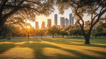 golden hour in zilker park austin texas skyline