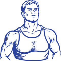 Fototapeta premium Muscular Man Vector Illustration in Athletic Pose