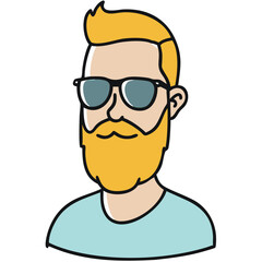 Obraz premium Hipster Bearded Man with Sunglasses Colorful Vector Illustration