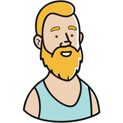 Obraz premium Bearded Man with Blond Hair Smiling in Vector Art Illustration for Design Projects
