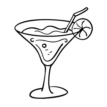recommend clip art:  Cocktail Glass Line Art with Lemon and Straw for Beverage Decoration
