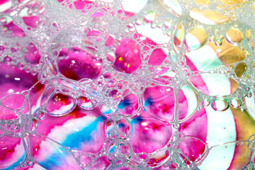 Creative Vibrant Rainbow Water Bubble and Watercolour Background Abstract Colour